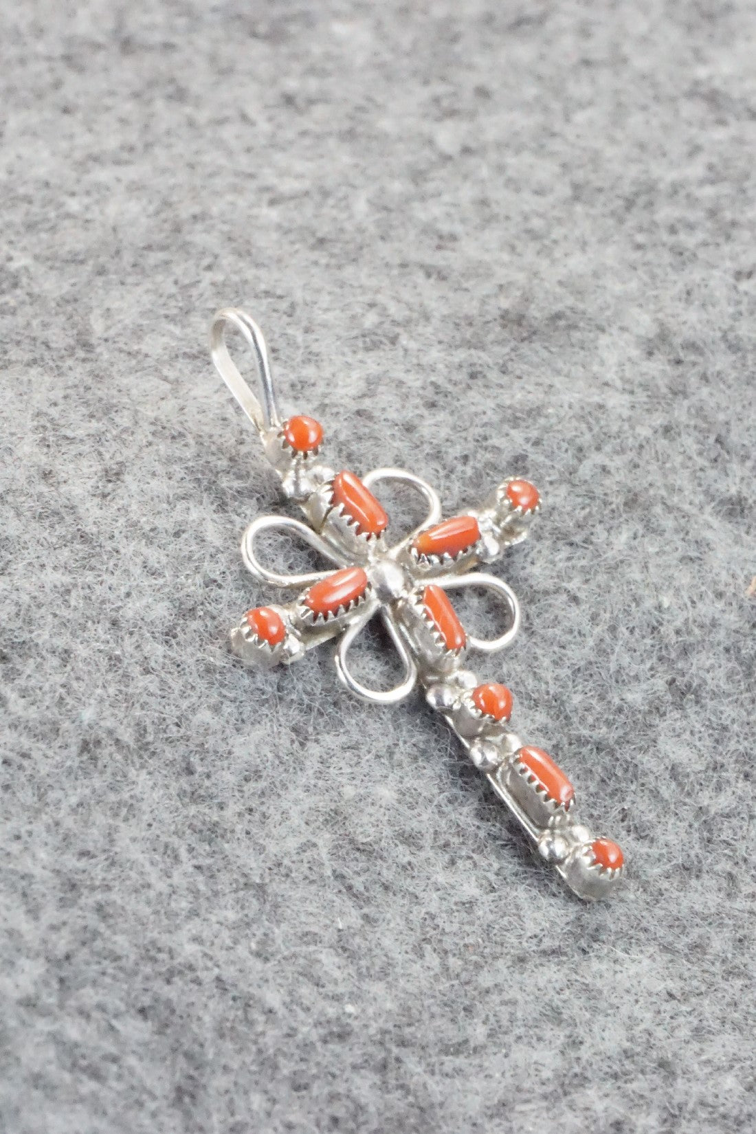 Coral & Sterling Silver Pendant - H. Martinez