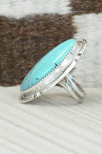 Turquoise & Sterling Silver Ring - Kenny Calavaza - Size 7.75