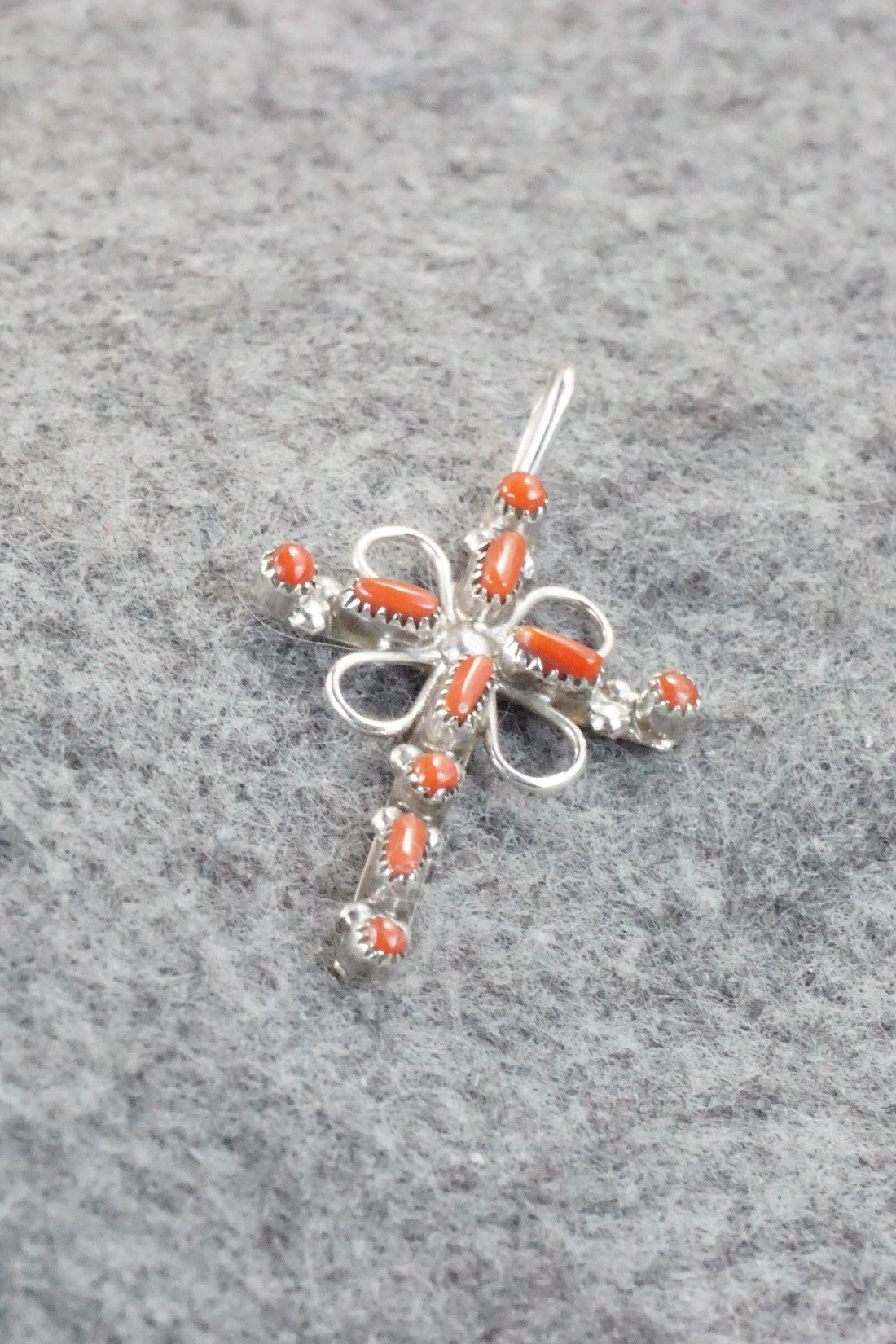 Coral & Sterling Silver Pendant - H. Martinez