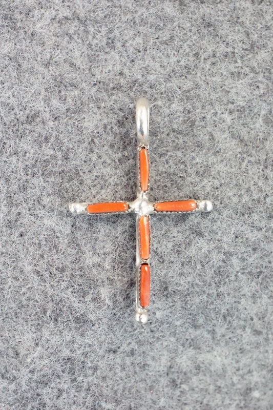 Coral & Sterling Silver Pendant - Jill Paywa