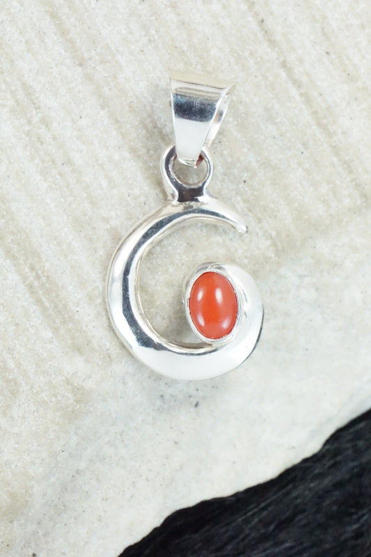 Coral & Sterling Silver Pendant - Mildred Parkhurst