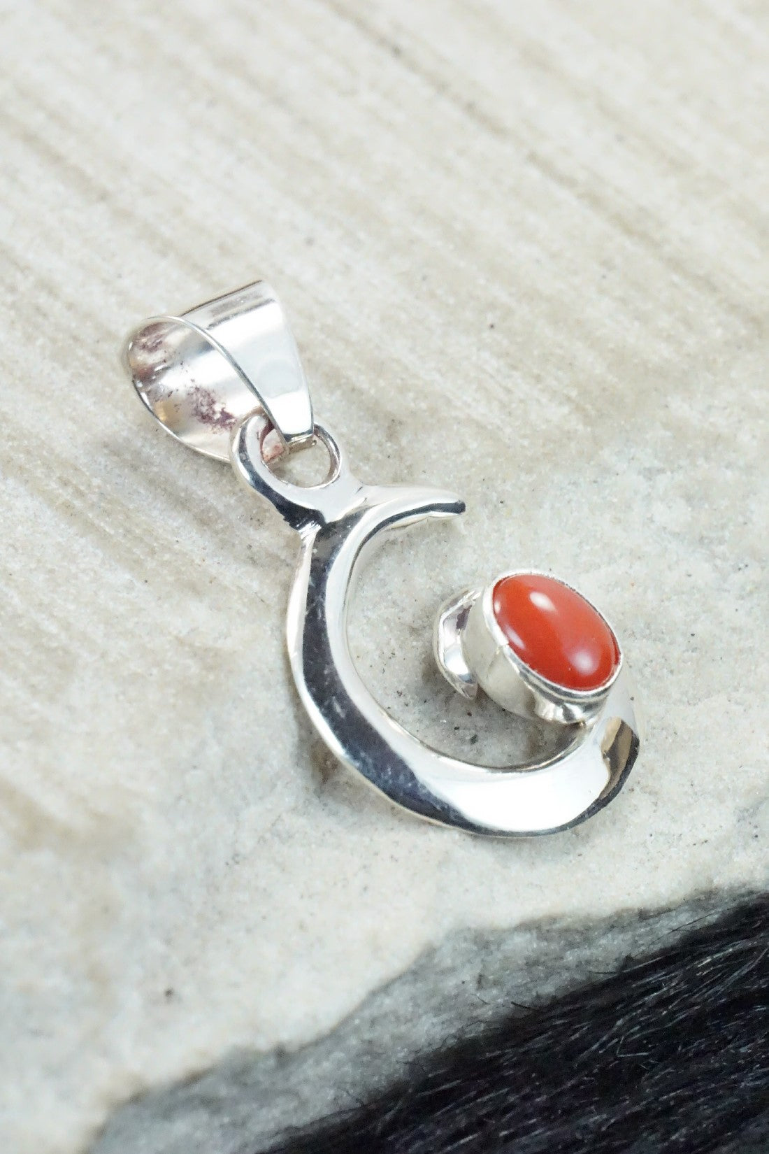 Coral & Sterling Silver Pendant - Mildred Parkhurst