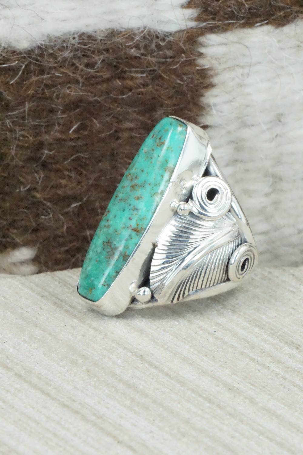 Turquoise & Sterling Silver Ring - Darrell Morgan - Size 5.75