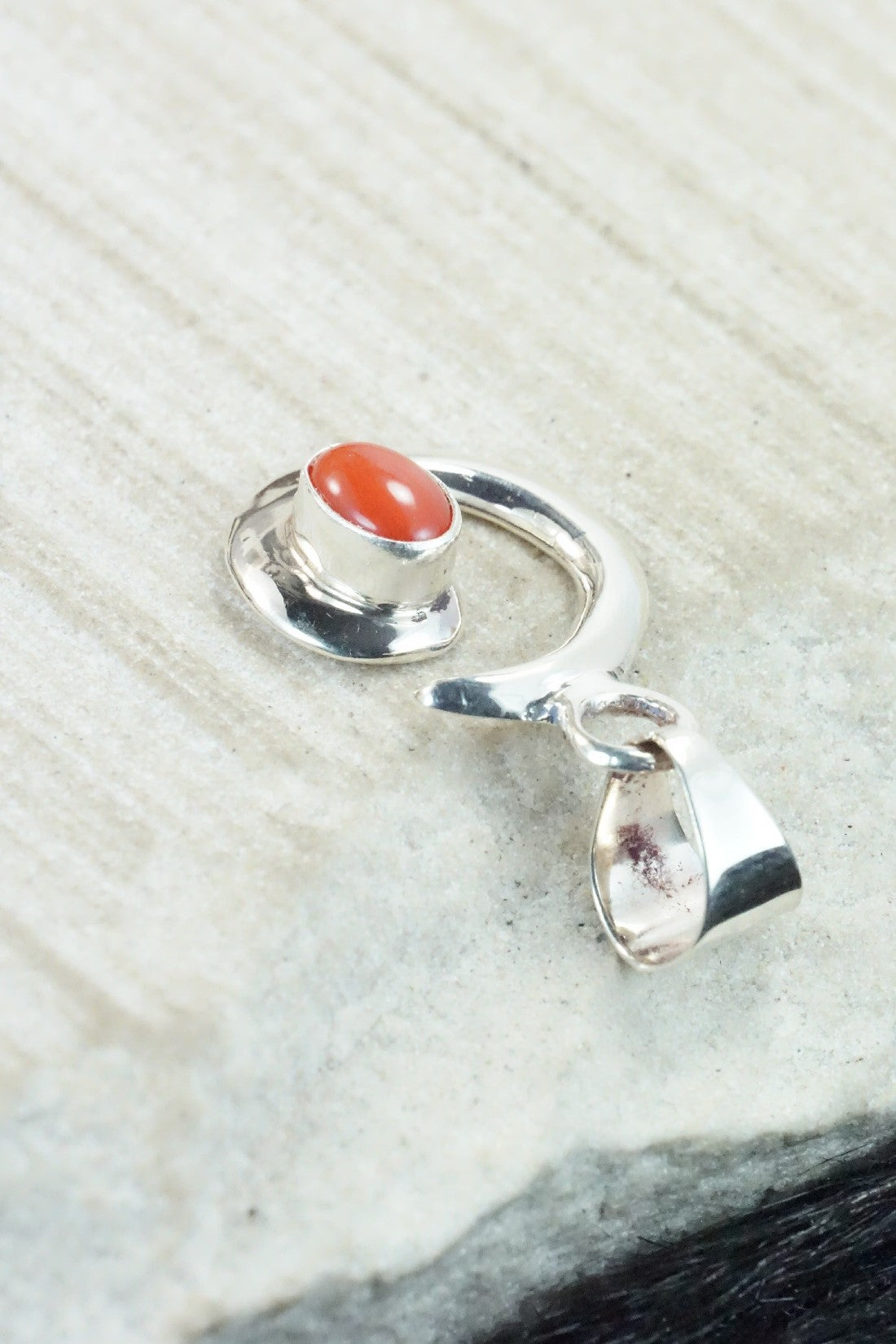 Coral & Sterling Silver Pendant - Mildred Parkhurst