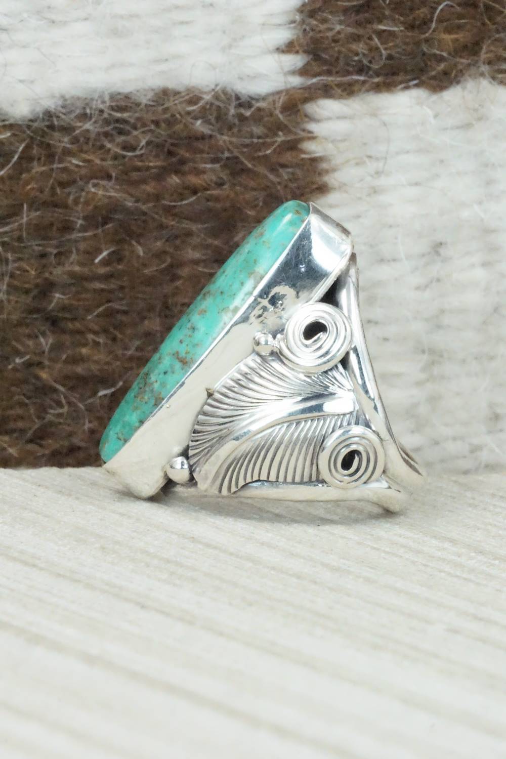 Turquoise & Sterling Silver Ring - Darrell Morgan - Size 5.75
