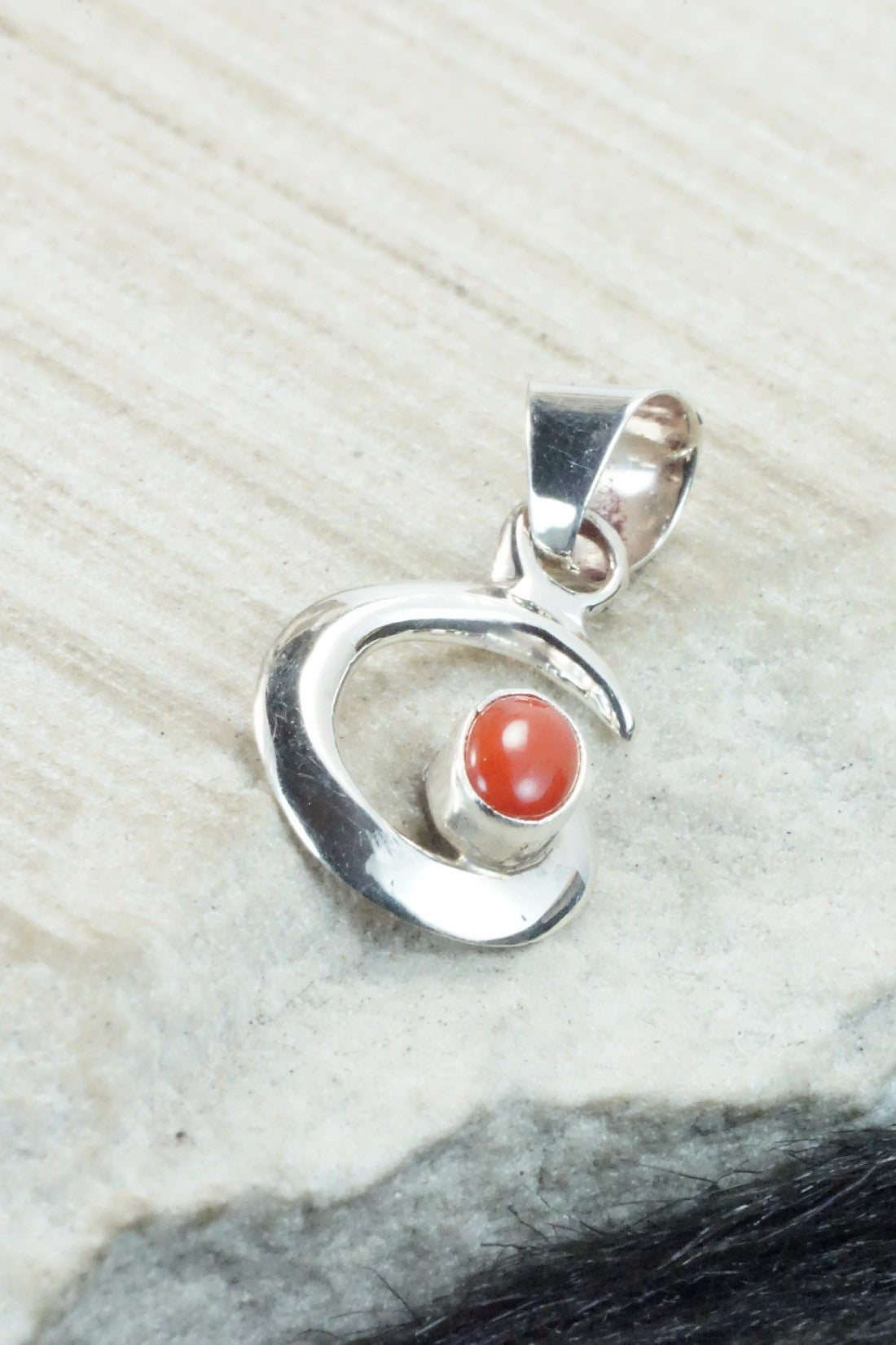 Coral & Sterling Silver Pendant - Mildred Parkhurst