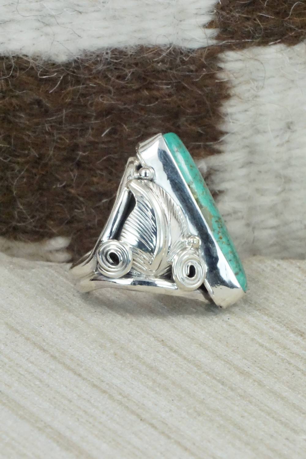 Turquoise & Sterling Silver Ring - Darrell Morgan - Size 5.75