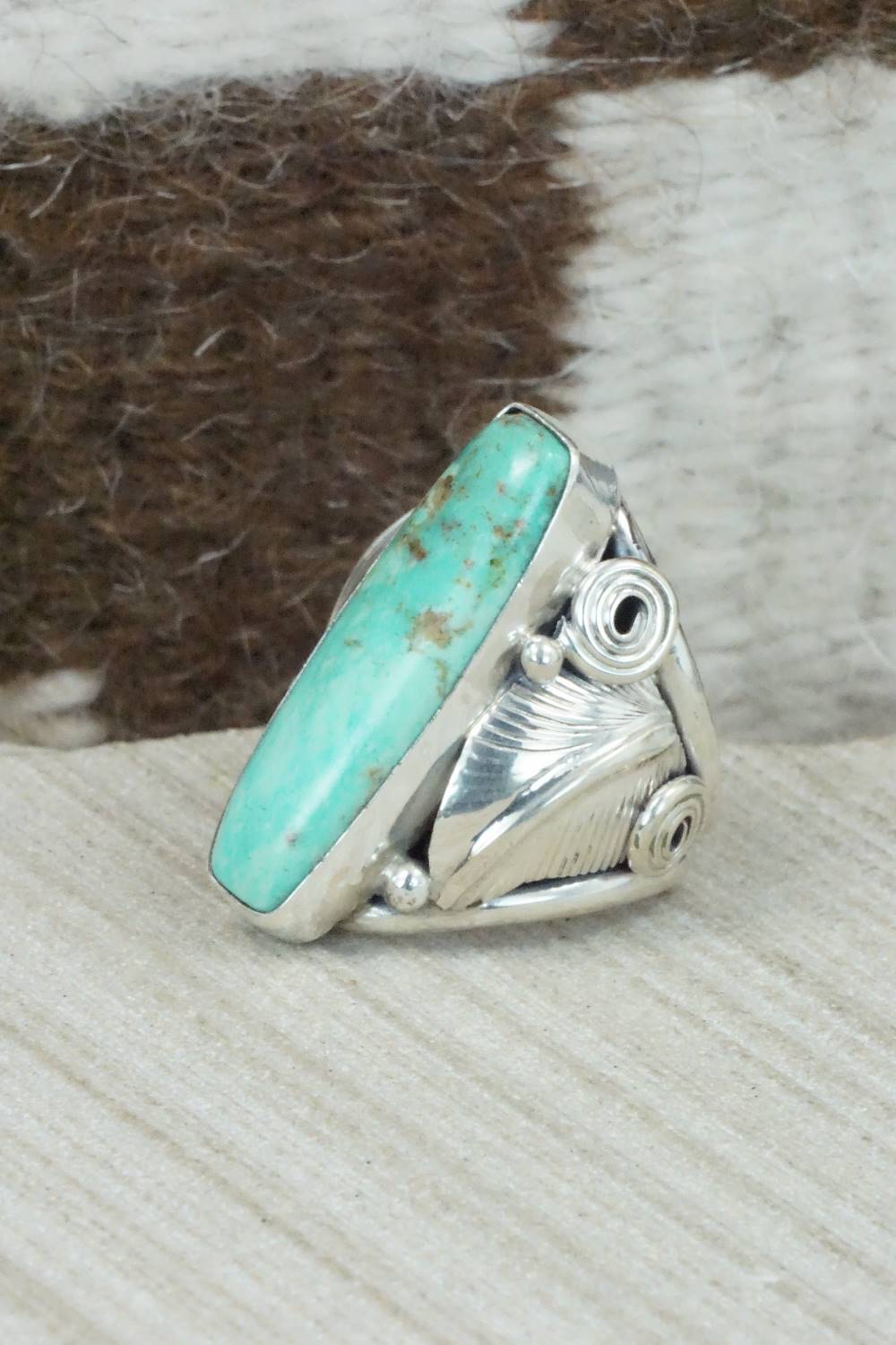 Turquoise & Sterling Silver Ring - Darrell Morgan - Size 6.75
