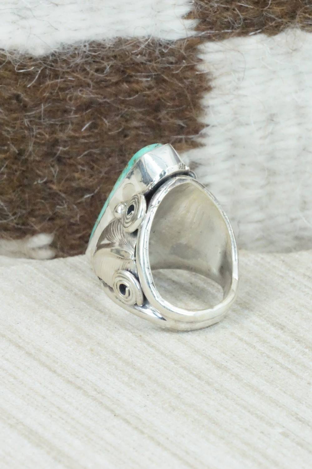 Turquoise & Sterling Silver Ring - Darrell Morgan - Size 6.75