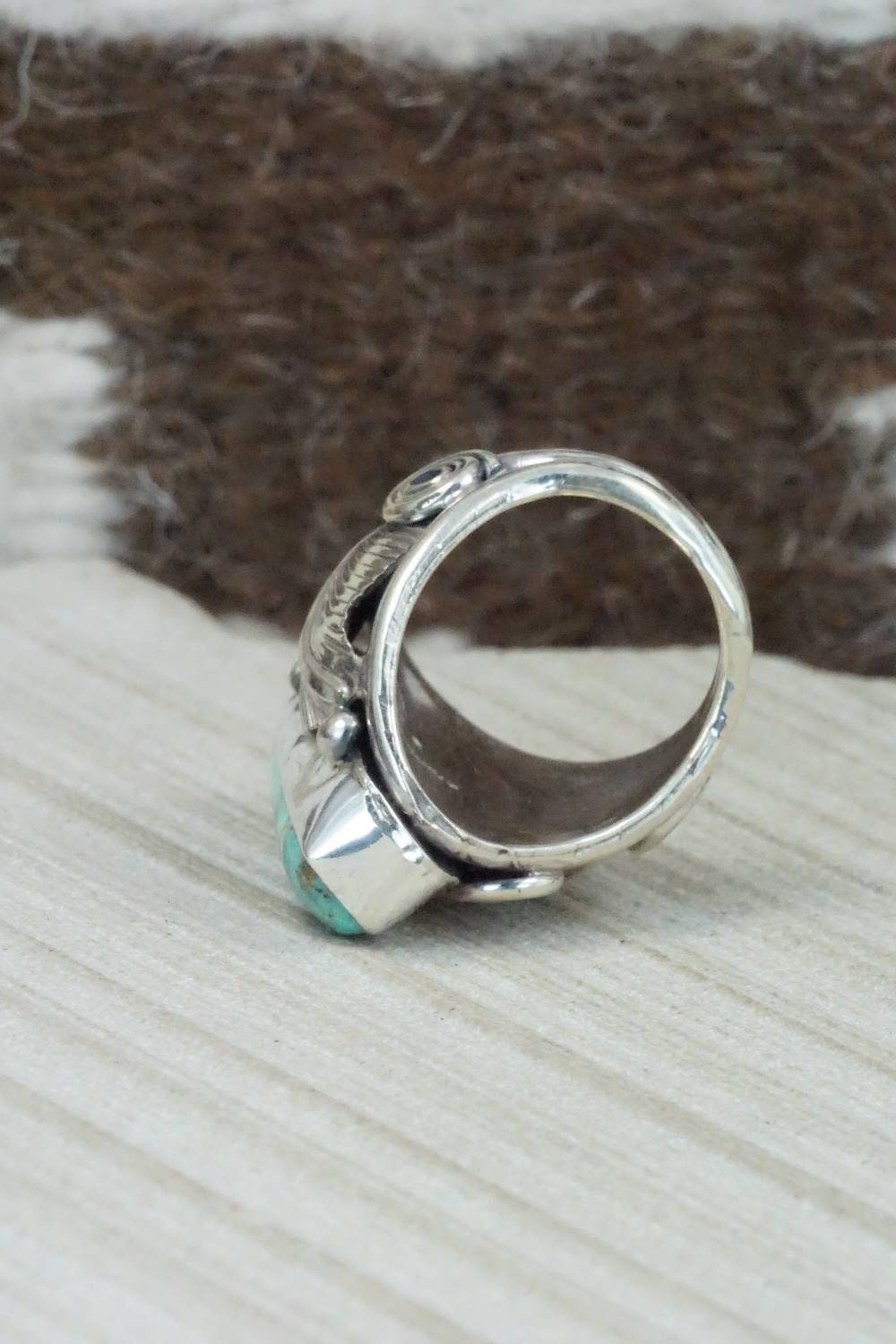 Turquoise & Sterling Silver Ring - Darrell Morgan - Size 6.75