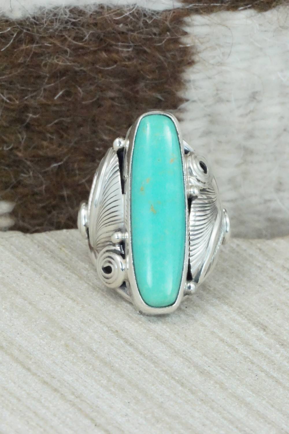 Turquoise & Sterling Silver Ring - Darrell Morgan - Size 7