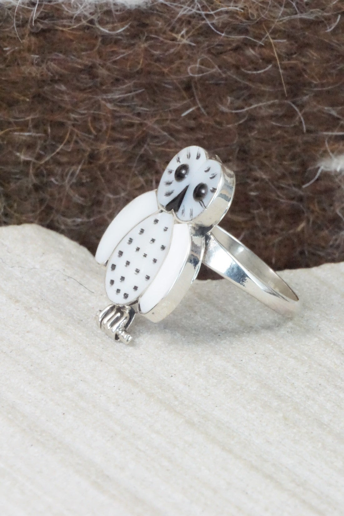 Mother of Pearl & Sterling Silver Ring - Reginda Kallestewa - Size 6