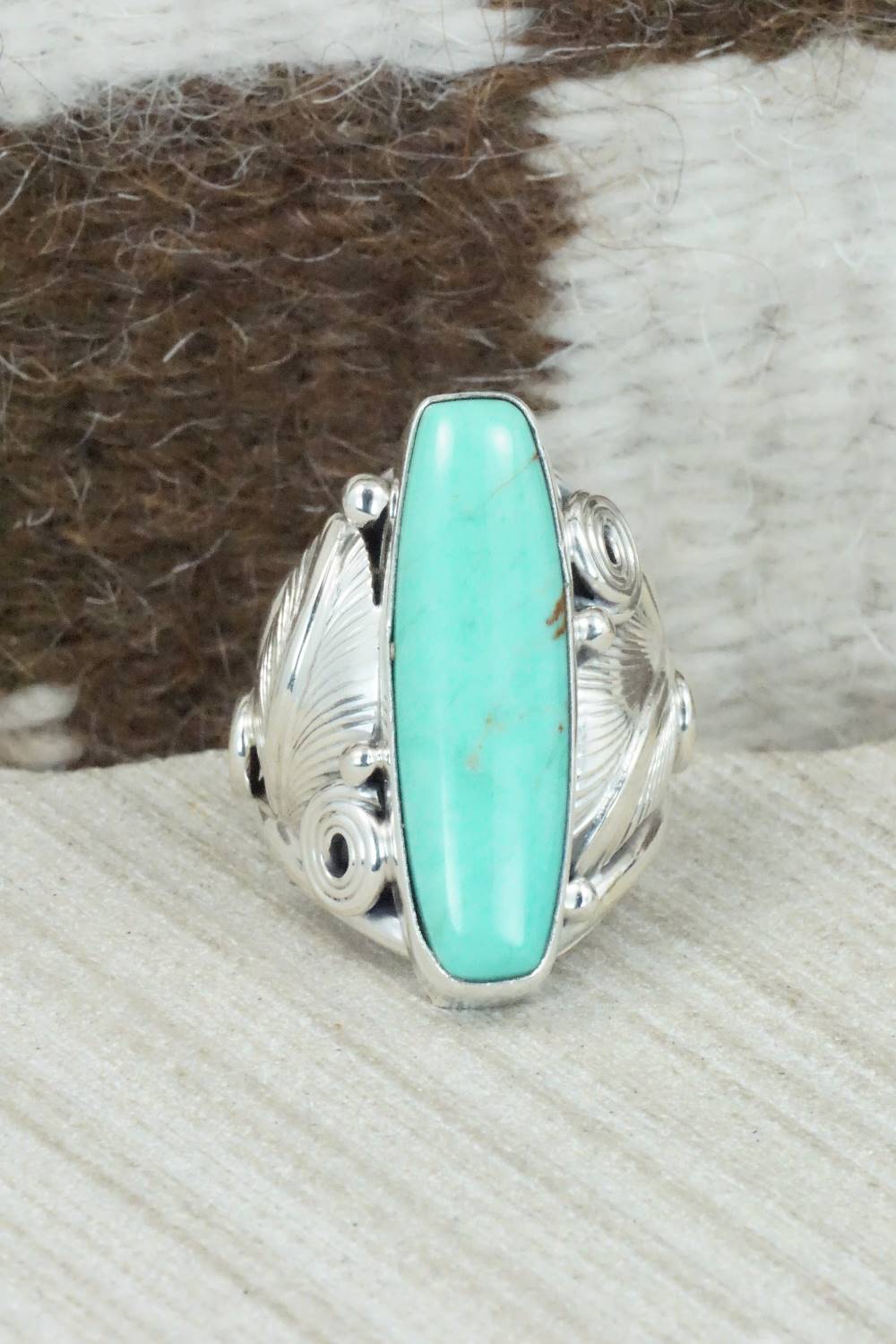 Turquoise & Sterling Silver Ring - Darrell Morgan - Size 7.5