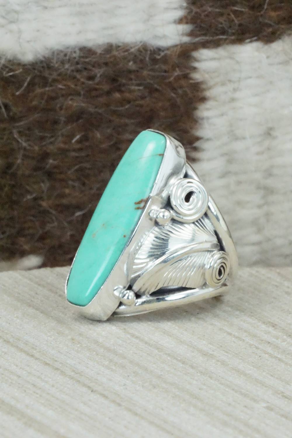 Turquoise & Sterling Silver Ring - Darrell Morgan - Size 7.5