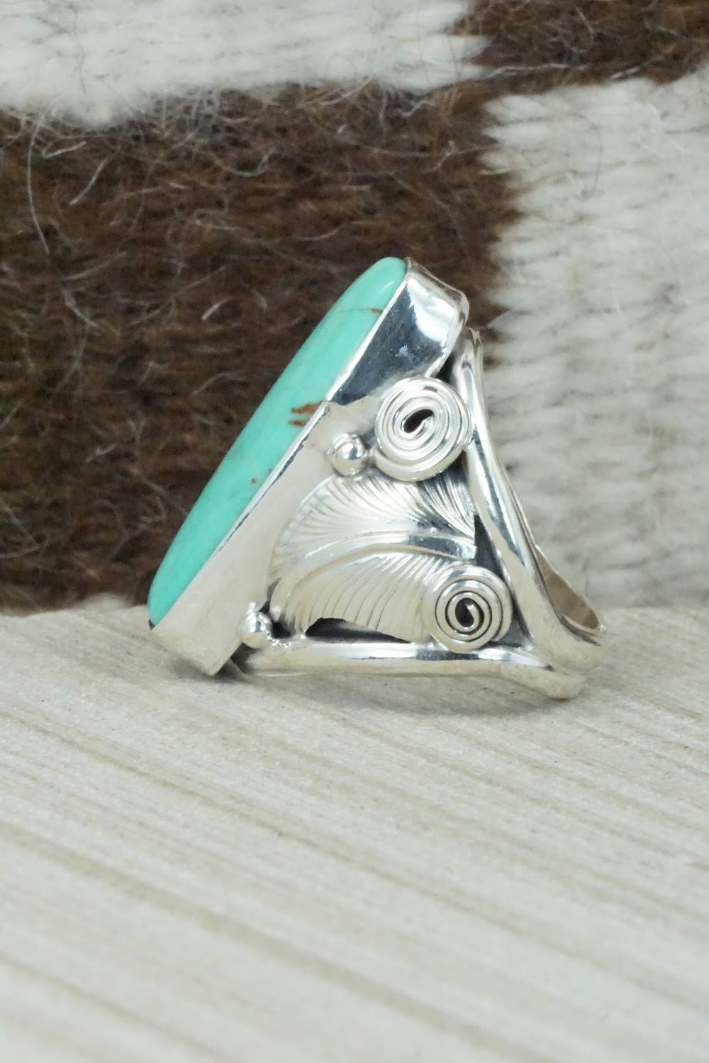 Turquoise & Sterling Silver Ring - Darrell Morgan - Size 7.5
