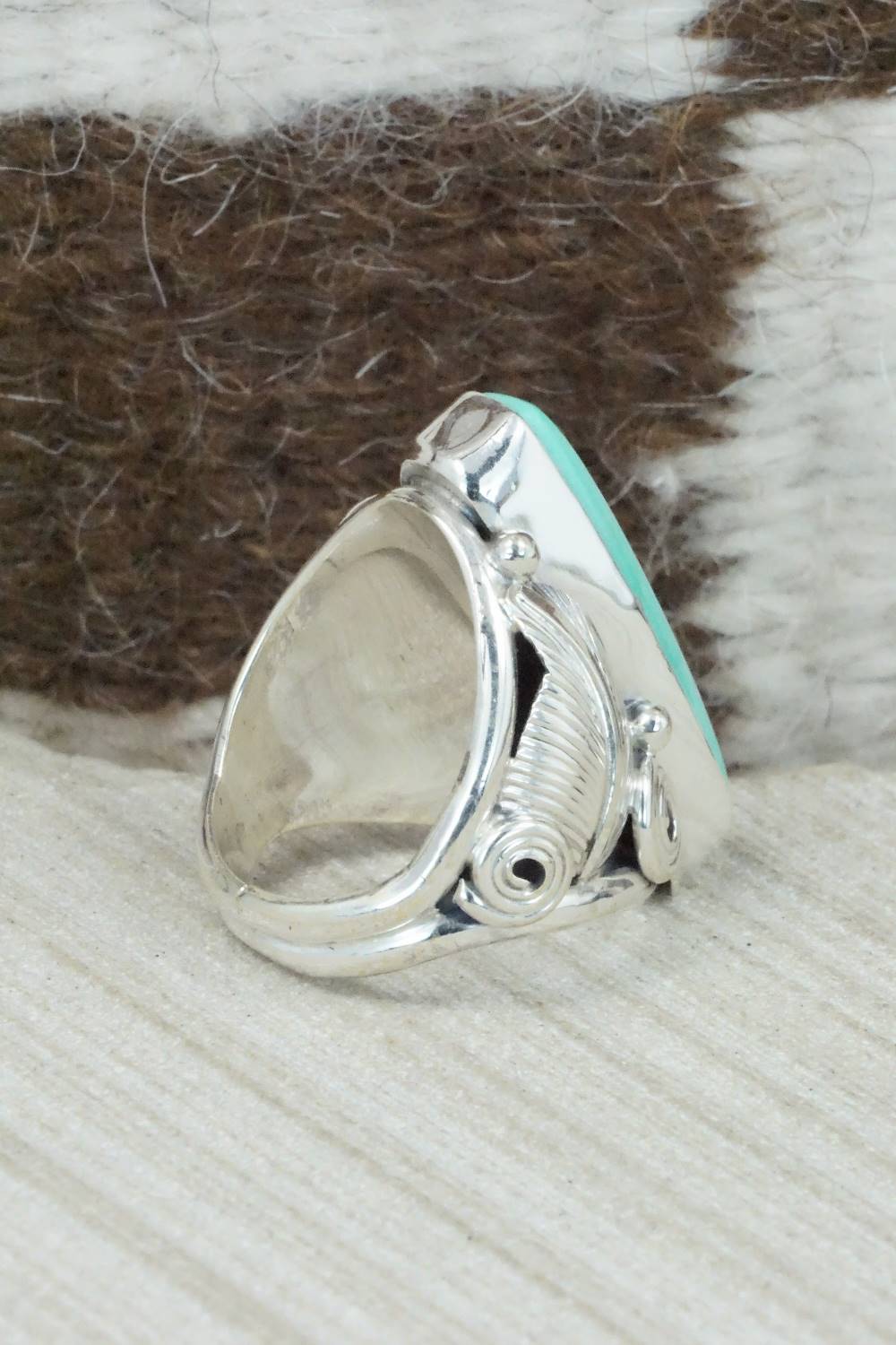 Turquoise & Sterling Silver Ring - Darrell Morgan - Size 7.5