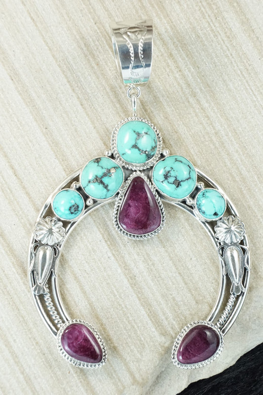 Turquoise, Spiny Oyster and Sterling Silver Pendant - Derrick Gordon