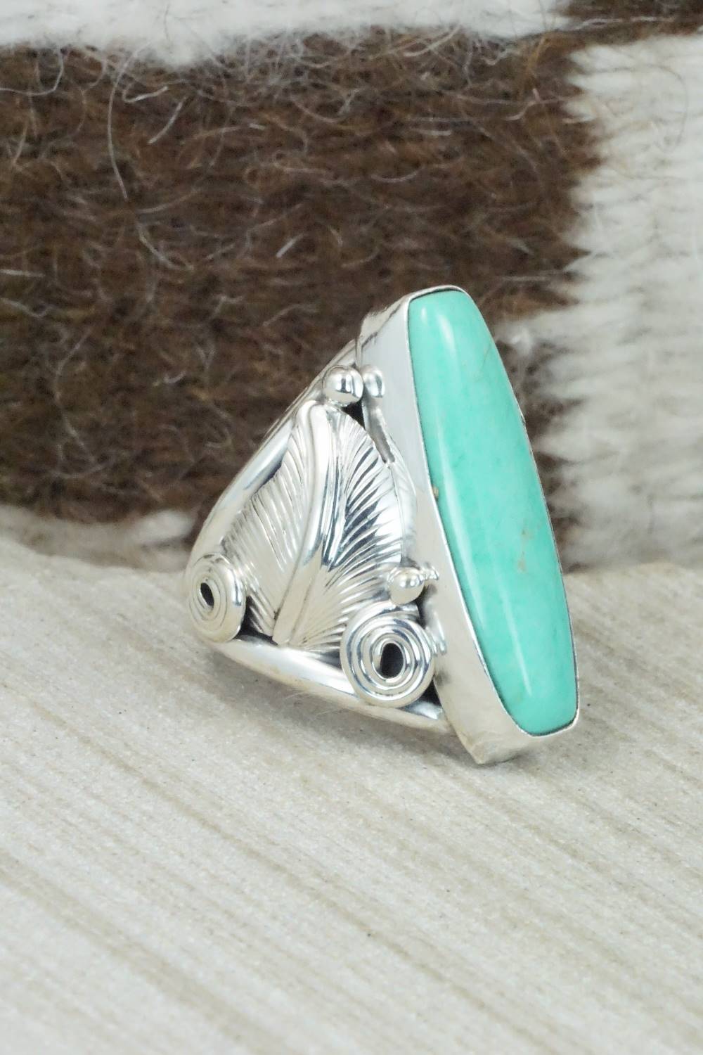 Turquoise & Sterling Silver Ring - Darrell Morgan - Size 7.5