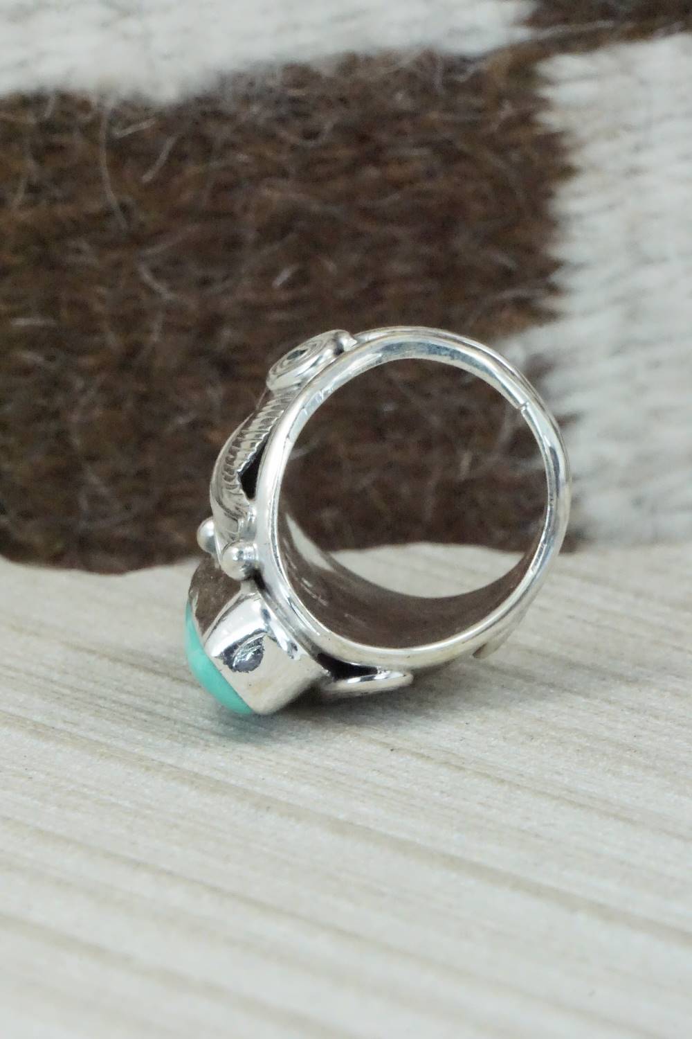 Turquoise & Sterling Silver Ring - Darrell Morgan - Size 7.5