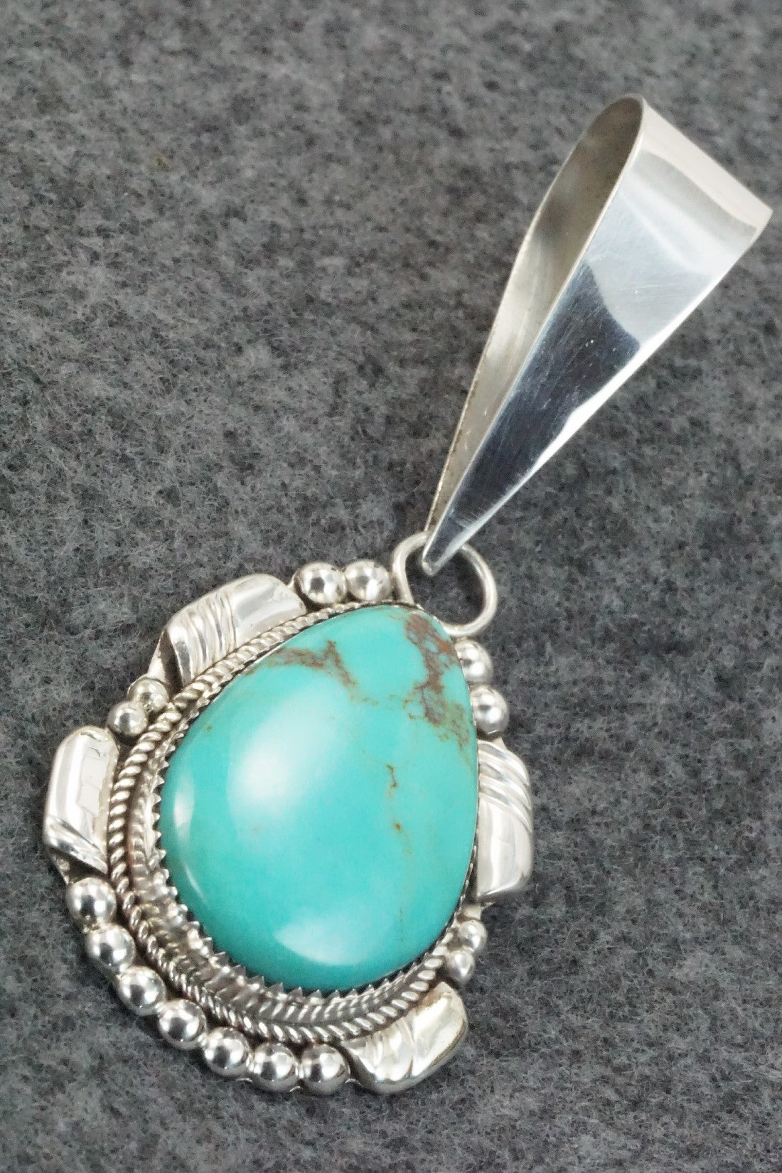 Turquoise and Sterling Silver Pendant - Kenny Calavaza