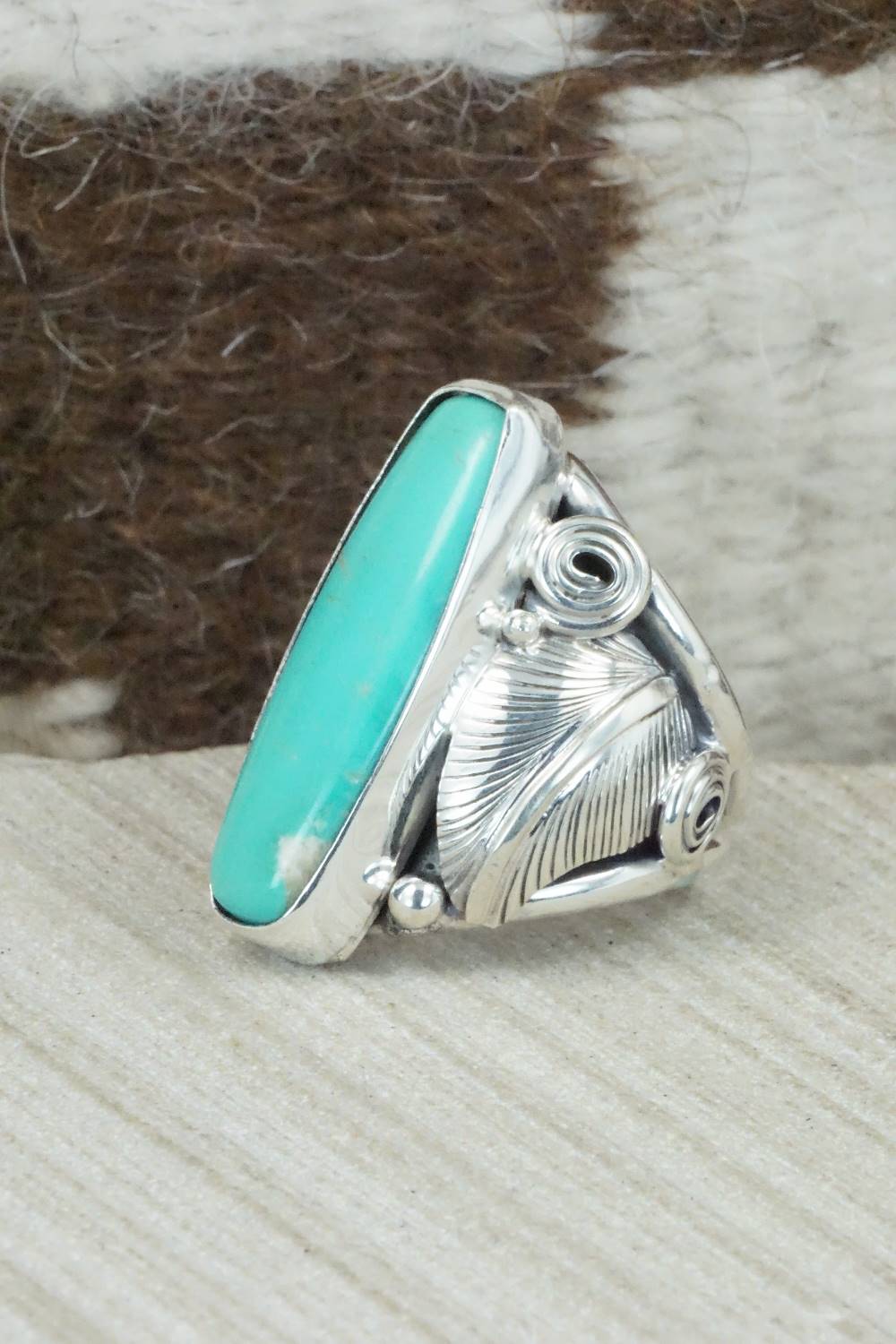 Turquoise & Sterling Silver Ring - Darrell Morgan - Size 8.5