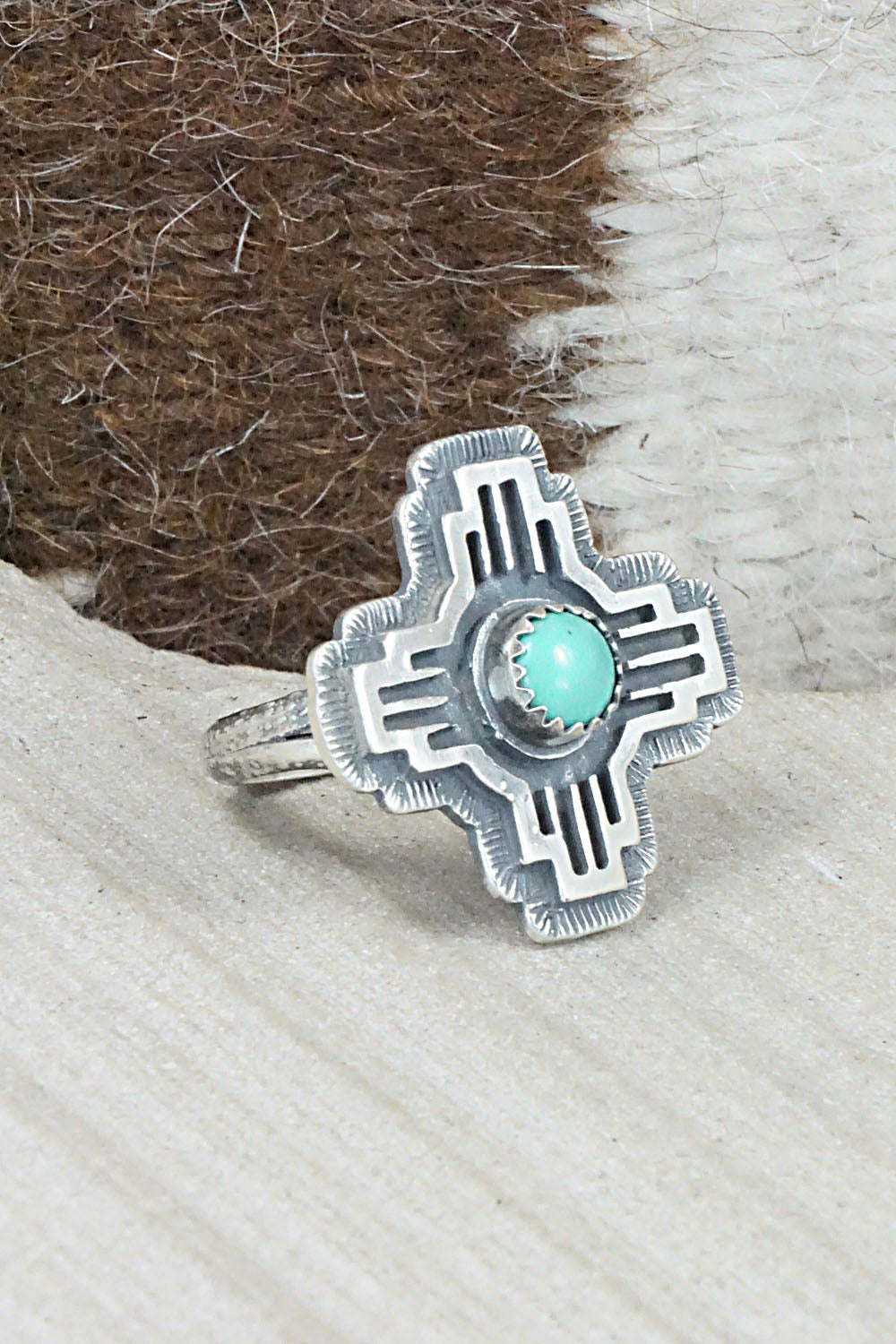 Turquoise & Sterling Silver Ring - Alice Rose Saunders - Size 6.75