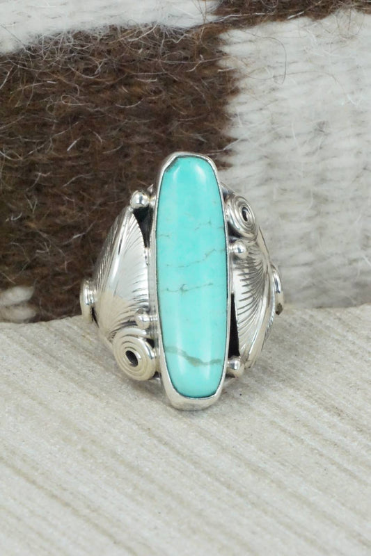 Turquoise & Sterling Silver Ring - Darrell Morgan - Size 9