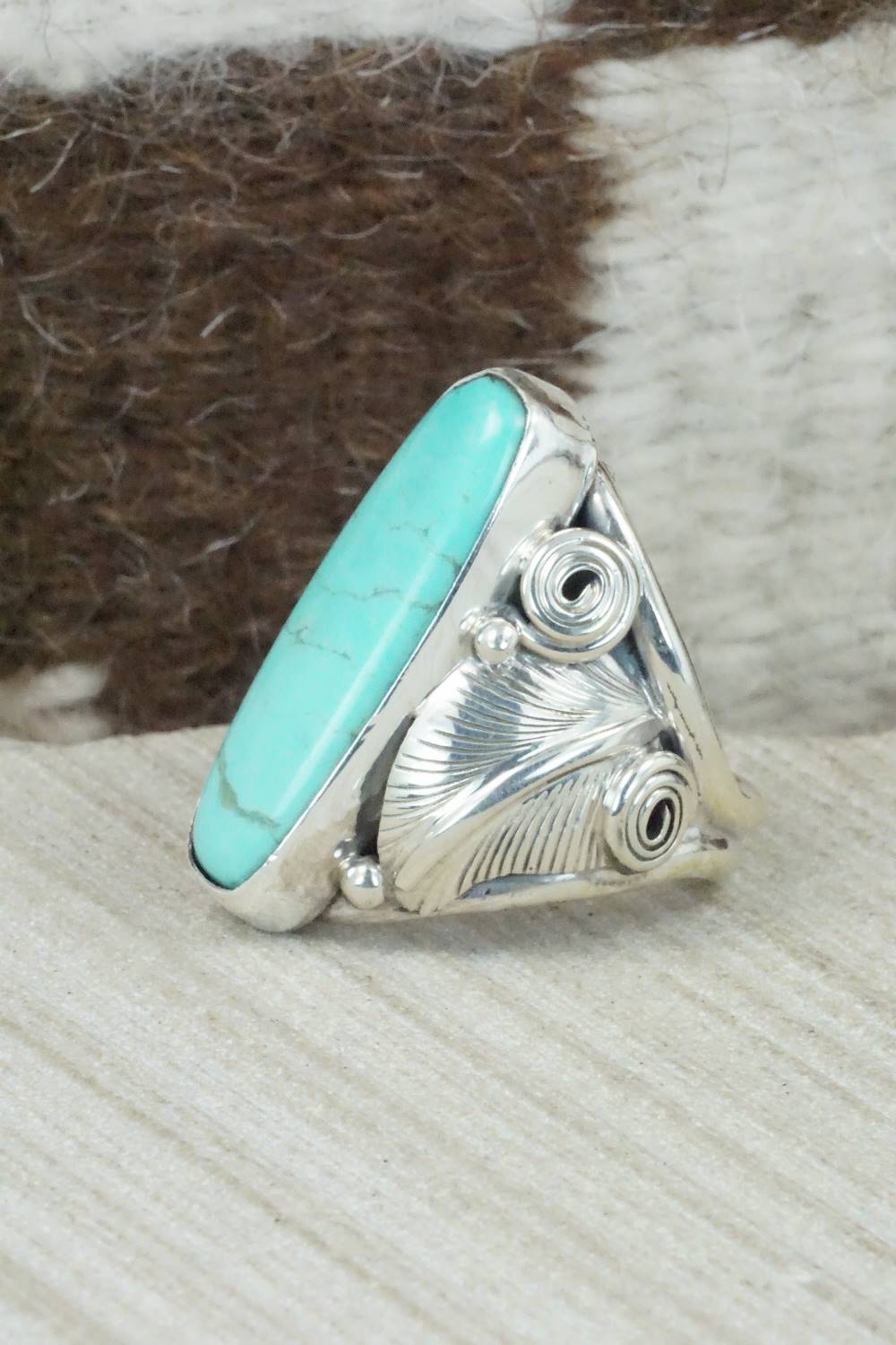 Turquoise & Sterling Silver Ring - Darrell Morgan - Size 9