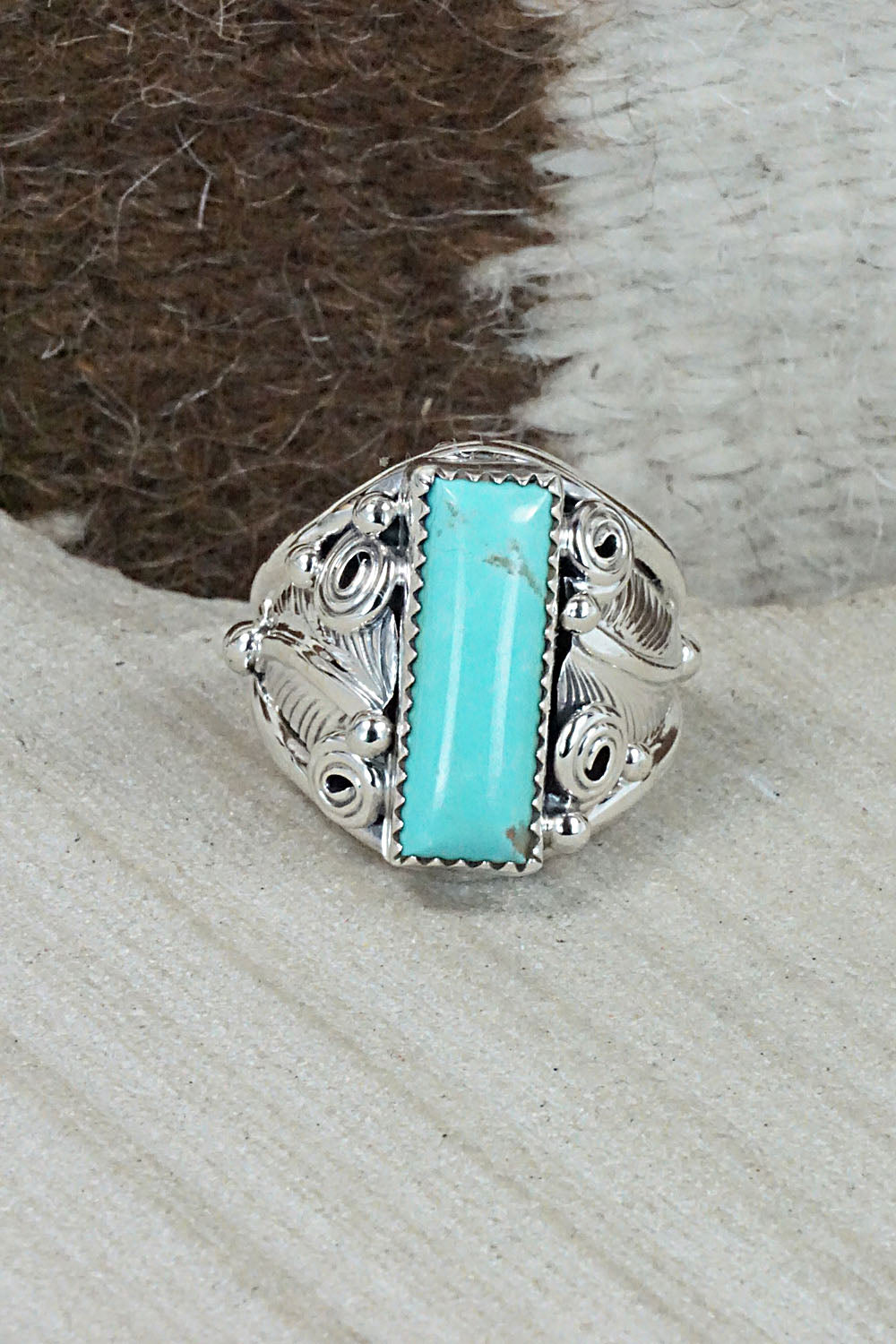 Turquoise & Sterling Silver Ring - Darrell Morgan - Size 9.5