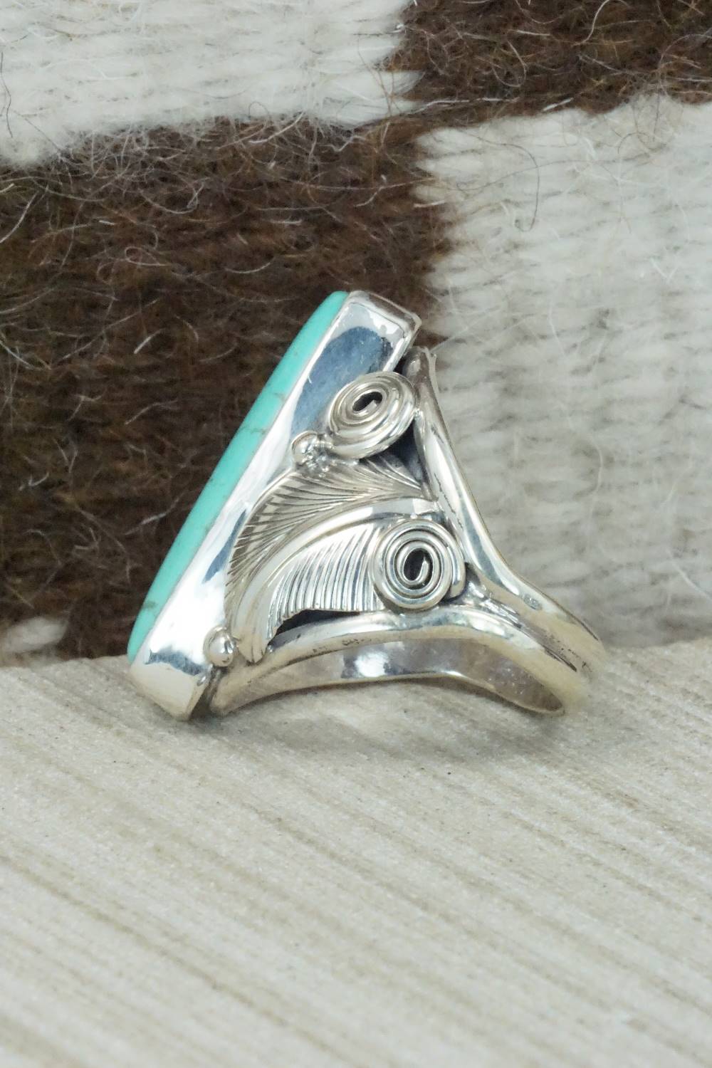 Turquoise & Sterling Silver Ring - Darrell Morgan - Size 9