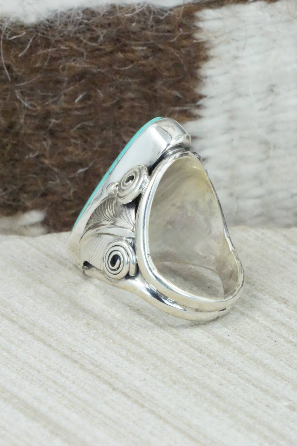 Turquoise & Sterling Silver Ring - Darrell Morgan - Size 9
