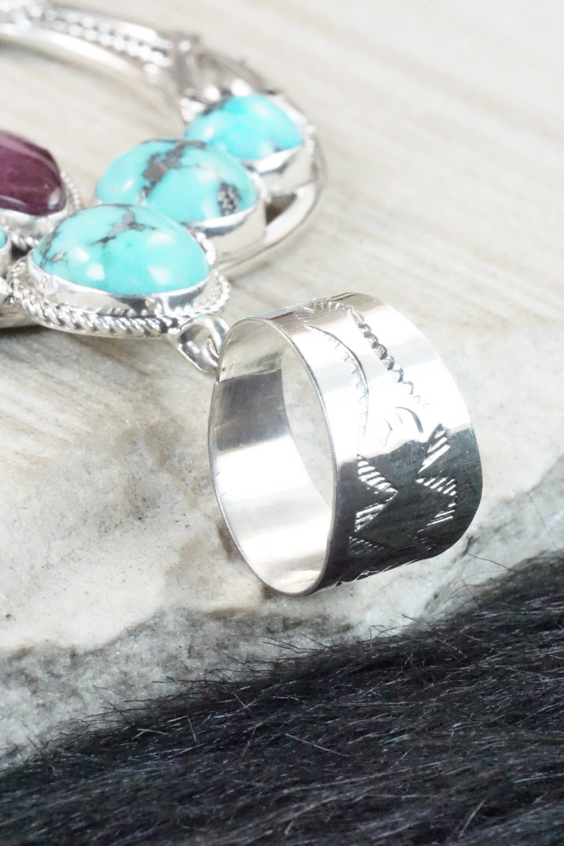 Turquoise, Spiny Oyster and Sterling Silver Pendant - Derrick Gordon