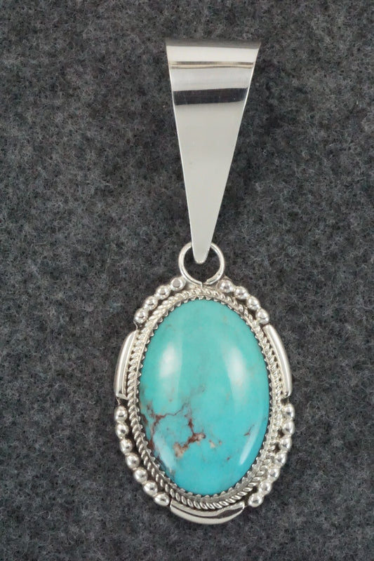 Turquoise and Sterling Silver Pendant - Kenny Calavaza