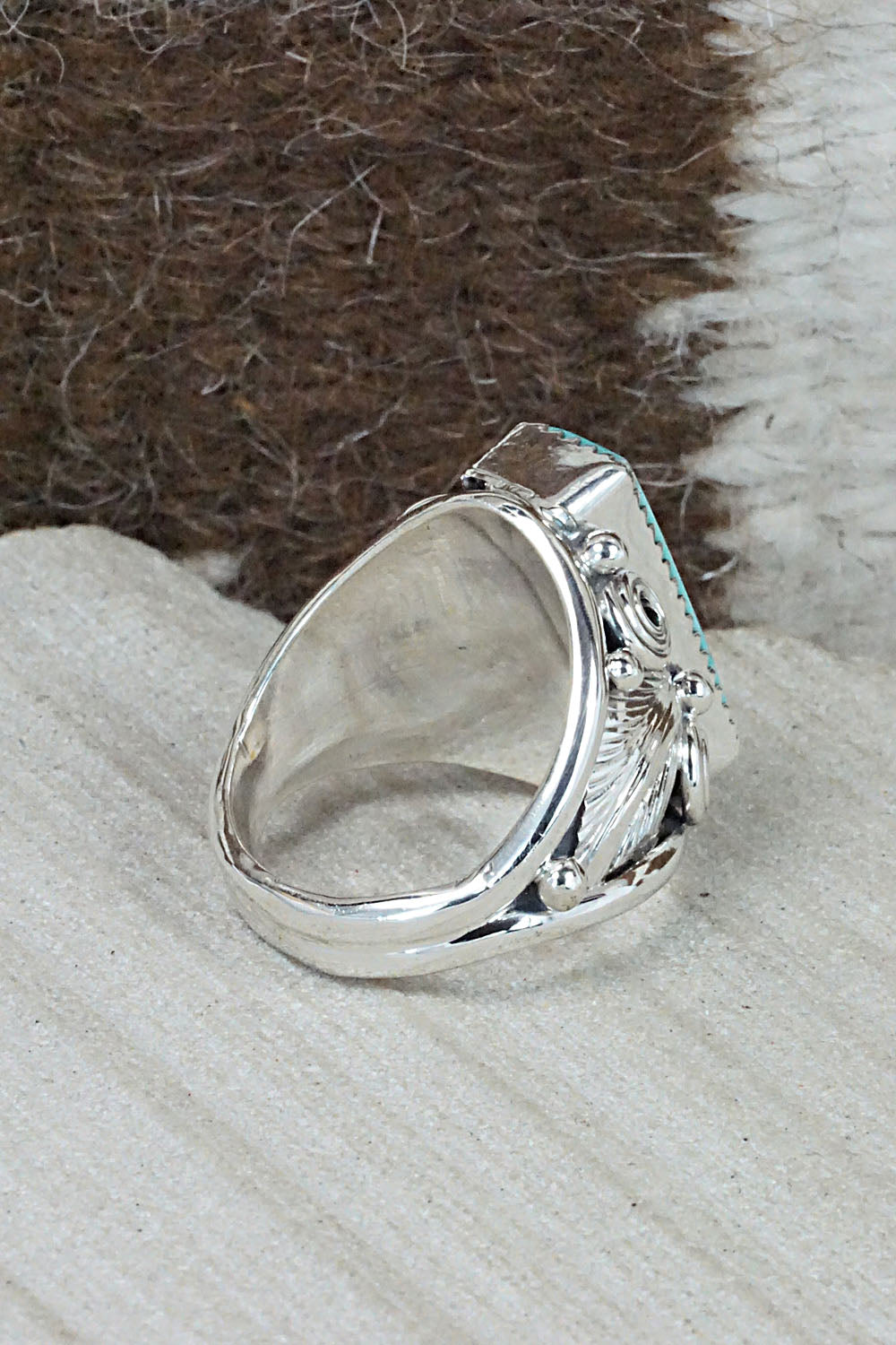 Turquoise & Sterling Silver Ring - Darrell Morgan - Size 9.5