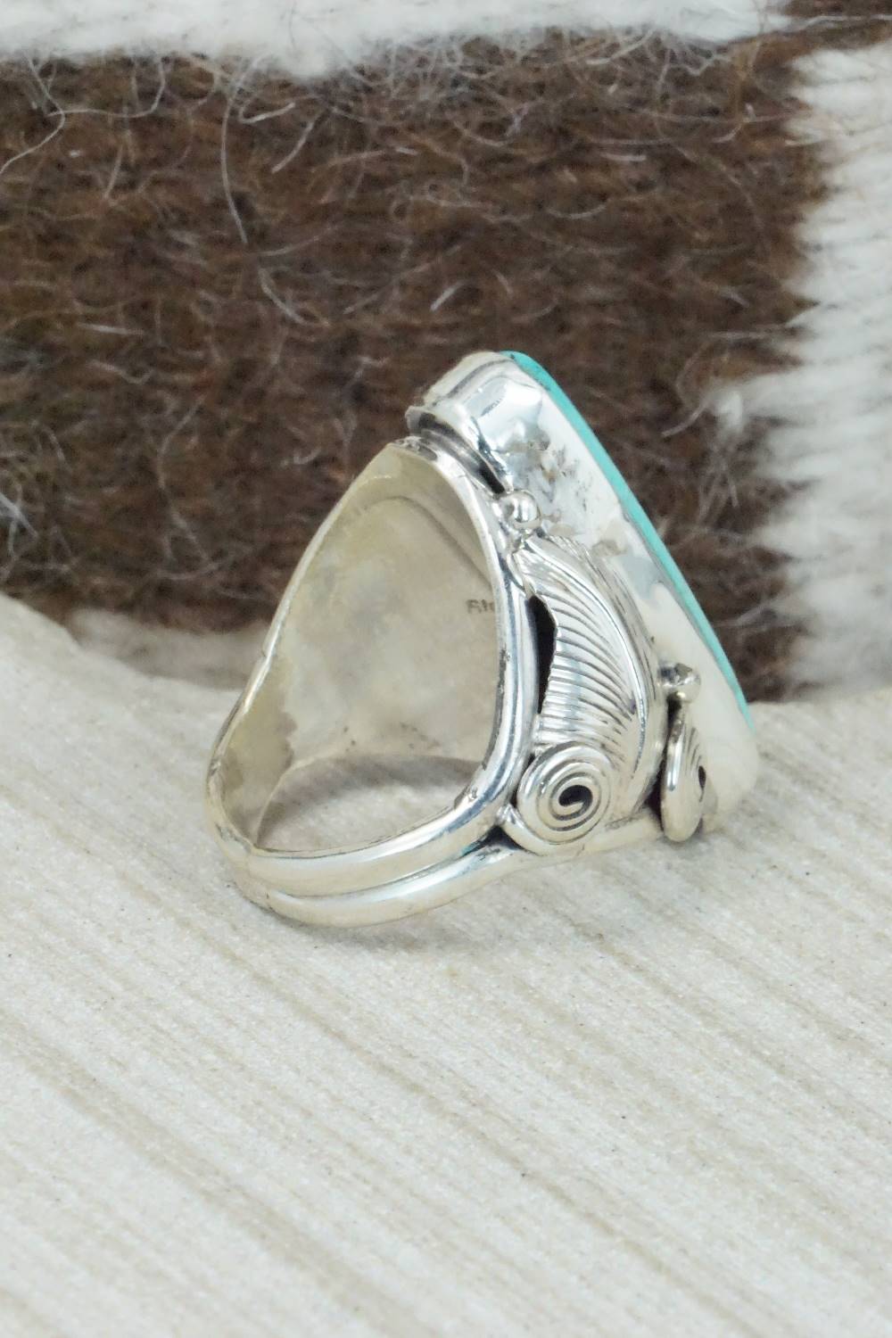 Turquoise & Sterling Silver Ring - Darrell Morgan - Size 9