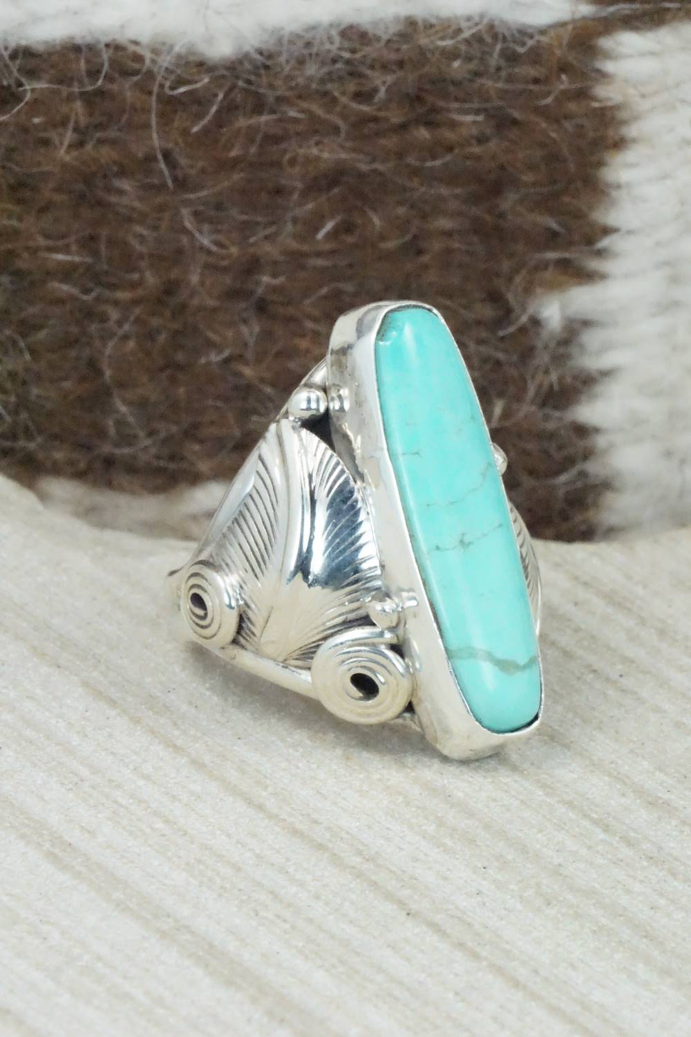 Turquoise & Sterling Silver Ring - Darrell Morgan - Size 9
