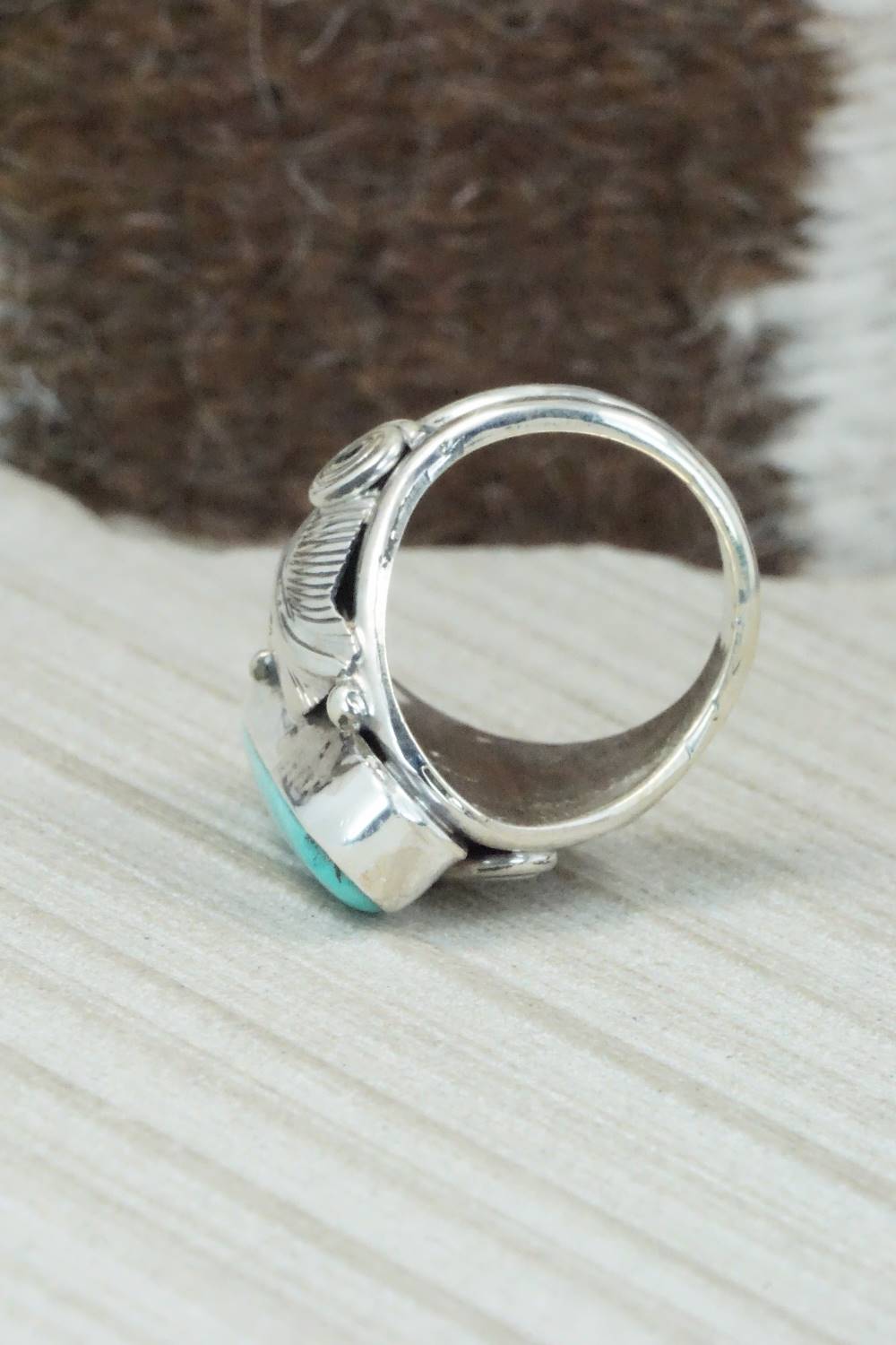 Turquoise & Sterling Silver Ring - Darrell Morgan - Size 9