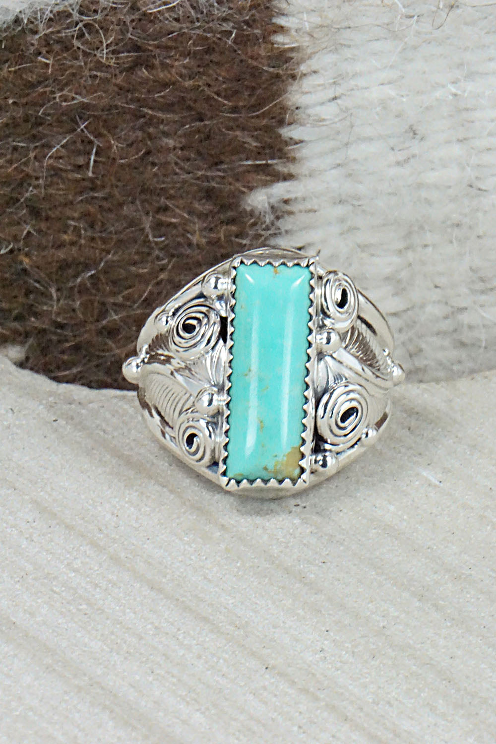 Turquoise & Sterling Silver Ring - Darrell Morgan - Size 10.75