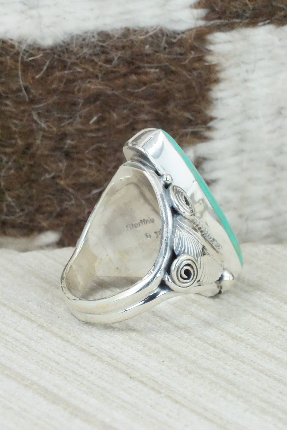 Turquoise & Sterling Silver Ring - Darrell Morgan - Size 9.5