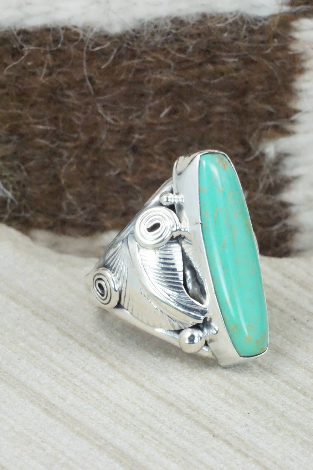 Turquoise & Sterling Silver Ring - Darrell Morgan - Size 9.5