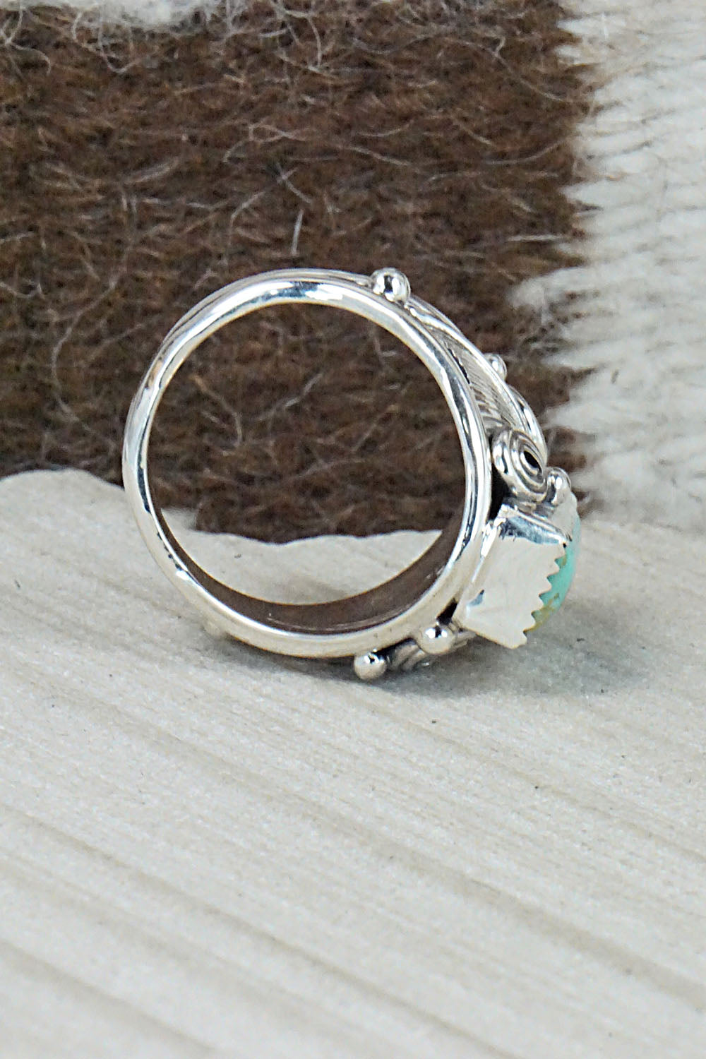 Turquoise & Sterling Silver Ring - Darrell Morgan - Size 10.75
