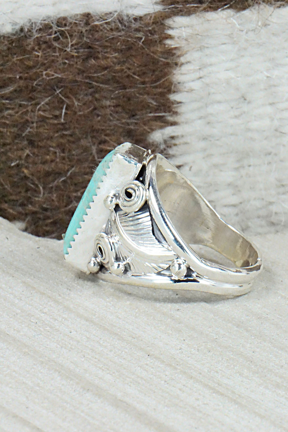 Turquoise & Sterling Silver Ring - Darrell Morgan - Size 12