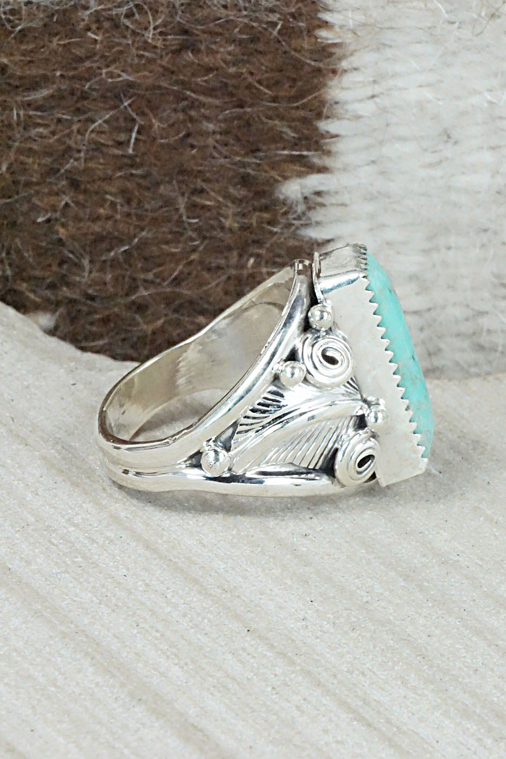 Turquoise & Sterling Silver Ring - Darrell Morgan - Size 12