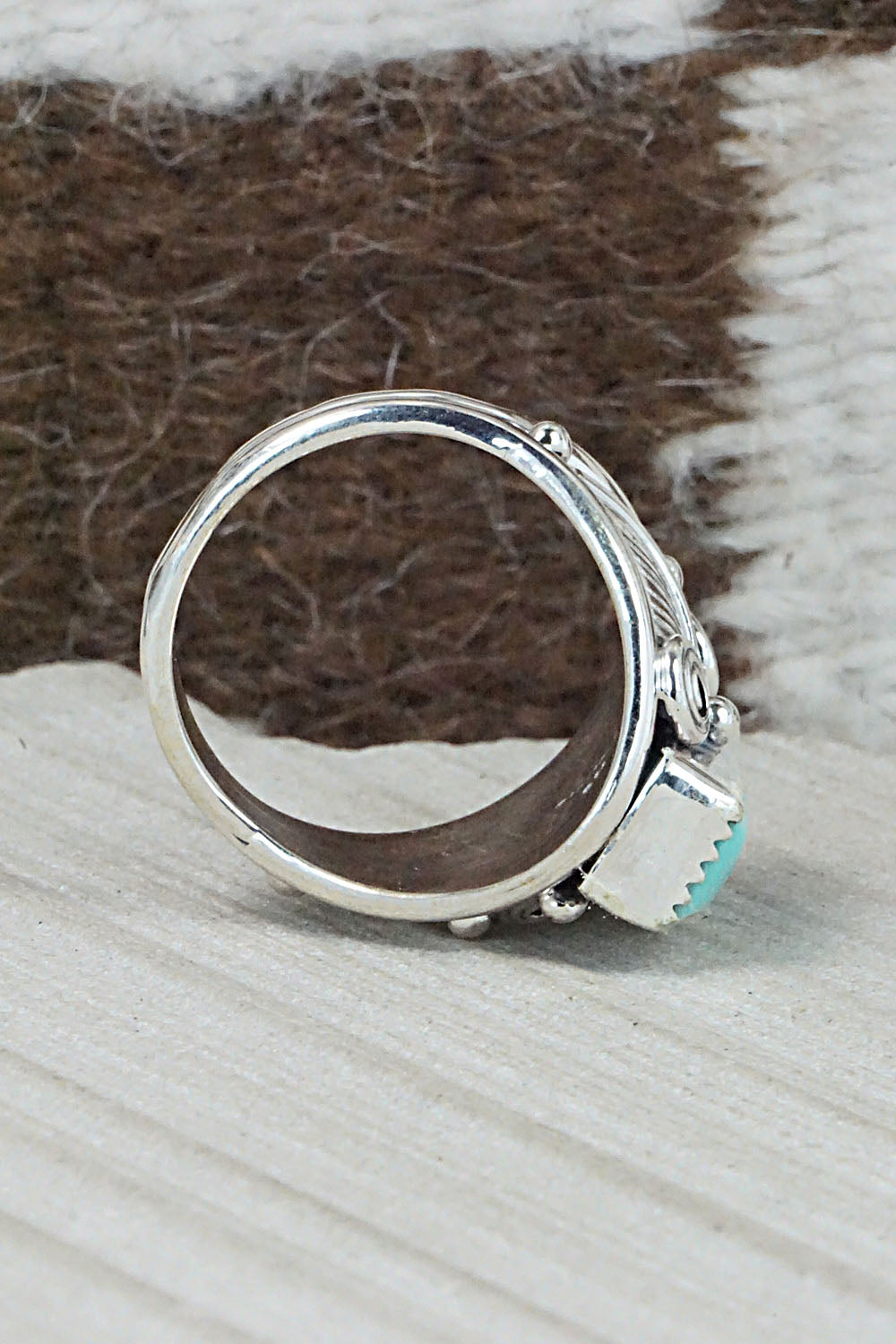 Turquoise & Sterling Silver Ring - Darrell Morgan - Size 13