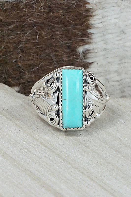 Turquoise & Sterling Silver Ring - Darrell Morgan - Size 13.75