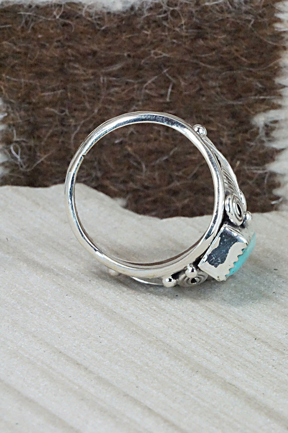 Turquoise & Sterling Silver Ring - Darrell Morgan - Size 13.75