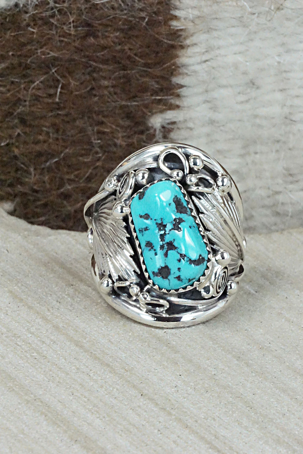 Turquoise & Sterling Silver Ring - Jeannette Saunders - Size 9.75