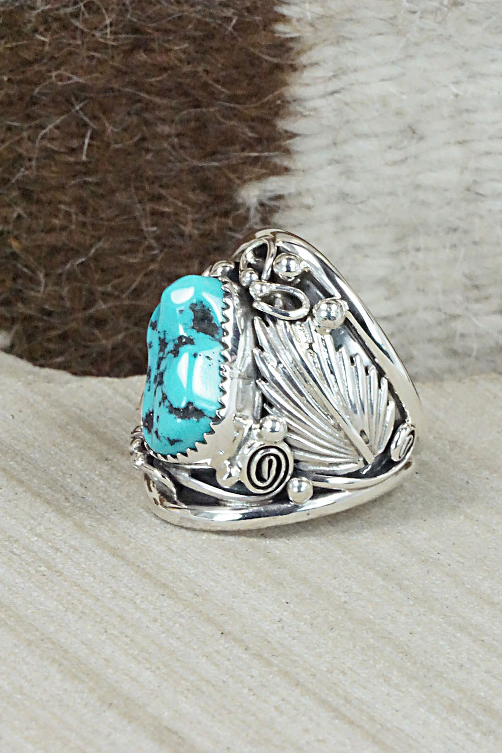 Turquoise & Sterling Silver Ring - Jeannette Saunders - Size 9.75