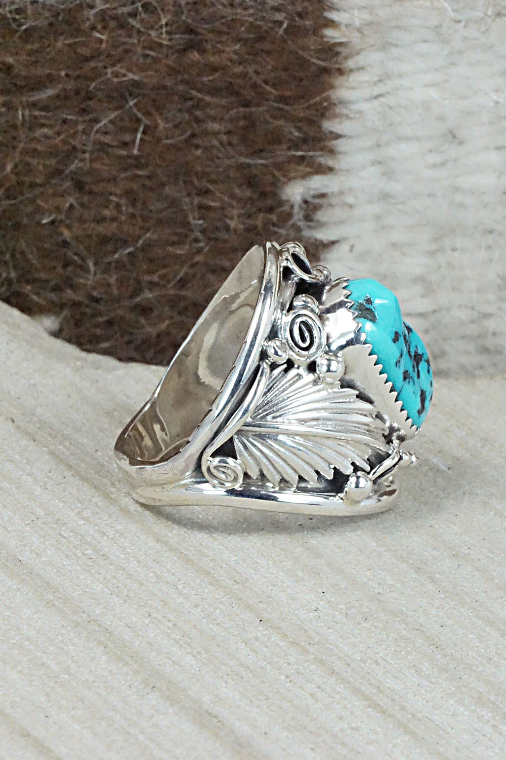 Turquoise & Sterling Silver Ring - Jeannette Saunders - Size 9.75