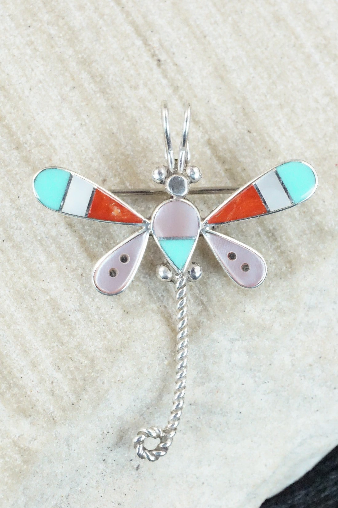 Multi Stone and Sterling Silver Pendant & Pin - Lyndon Ahiyite
